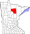 Map of Minnesota highlighting Itasca County.svg
