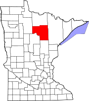 Map of Minnesota highlighting Itasca County Map of Minnesota highlighting Itasca County.svg