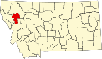 Округ Лейк на мапі штату Монтана highlighting