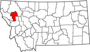 Peta dari Montana menyoroti Lake County