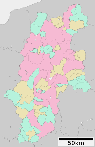 Political map of Nagano Prefecture
City Town Village Map of Nagano Prefecture Ja.svg
