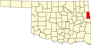 Adair County'yi vurgulayan Oklahoma Haritası