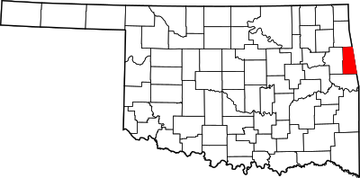 Locatie van Adair County in Oklahoma