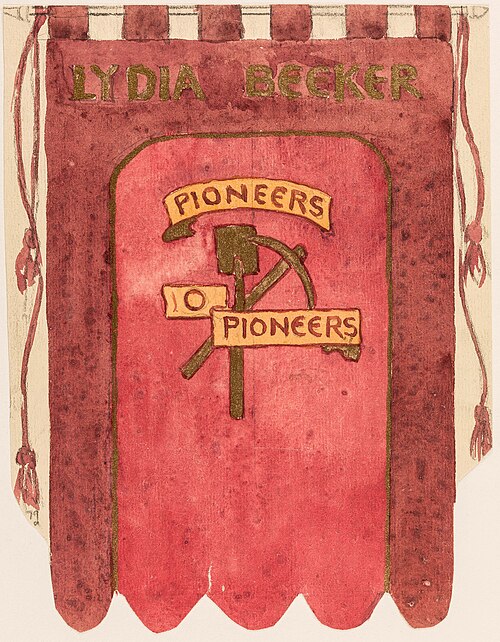 Lydia Becker banner designed by Mary Lowndes (died 1929)