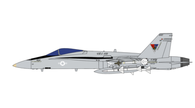 F/A-18A Hornet AK-200, the C.A.G. aircraft of VFA-132 in 1990 when CVW-13 was disestablished. McDonnell Douglas F-A-18A Hornet (Late) VFA-132 AK200 C.A.G. 1990.tif