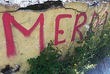 Merda
, the Italian term for shit Merda graffito Torino via Giulio 21 giugno 2016.jpg