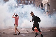 Tear gas used during a protest in Minneapolis on the evening of May 28, 2020