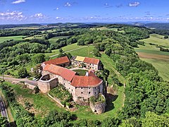 Vue aérienne du château.