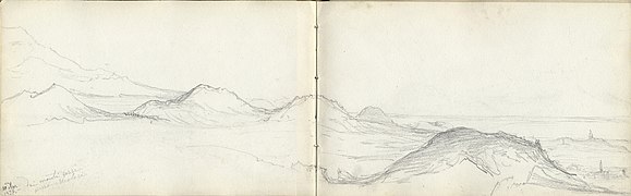 Anna Susanna Fries. Skizze 1876. Blick von den Monti Rossi auf Nicolosi