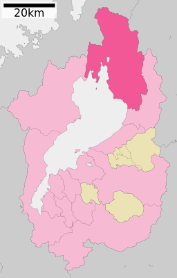 Nagahamas läge i Shiga prefektur      Städer      Landskommuner