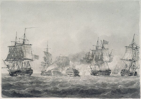 Powerful at the Battle of Camperdown 1797, by Nicholas Pocock