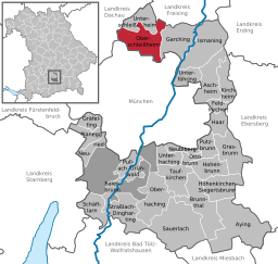 Läget för Oberschleißheim i Landkreis München