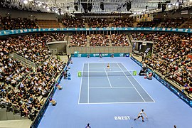 Finale entre Corentin Moutet et Stéfanos Tsitsipás en 2017.