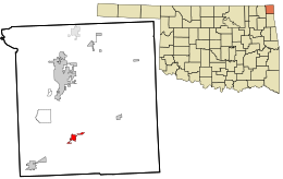Ottawa County Oklahoma incorporated and unincorporated areas Fairland highlighted.svg