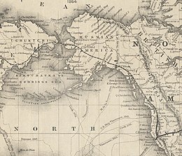 Proposed route of the Collins Overland Telegraph in North America and Russia P. McD. Collins proposed overland telegraph via Behrings Strait and asiatic Russia to Europe, under Russian & British grants (7557409890) (cropped).jpg