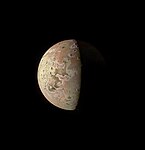 Io, viewed by JunoCam (15 October 2023) Several Volcanos