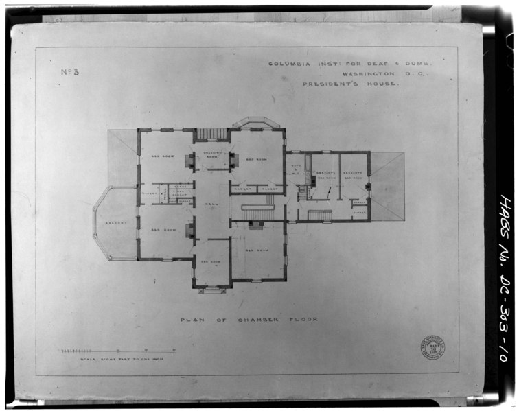 File:PLAN OF CHAMBER FLOOR - Gallaudet College, President's House, Seventh Street and Florida Avenue Northeast, Washington, District of Columbia, DC HABS DC,WASH,428C-10.tif