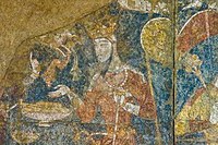 Mural de Panjakent (Panjīkant), segles VI-VIII dC. Museu Nacional d'Antiguitats de Tadjikistan
