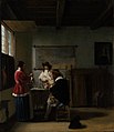 Pieter de Hooch, La Visite, vers 1657, 68 × 58 cm, Metropolitan Museum of Art