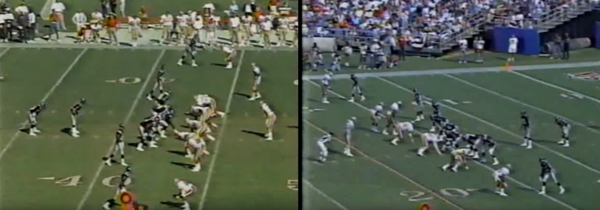 Pistol formation used by Jerry Glanville in the 1990 season with the Atlanta Falcons against the San Francisco 49ers Pistol3.png