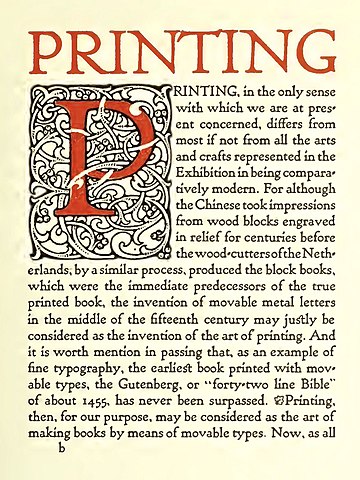 Morris's essay "Printing" as reprinted by the Village Press in Chicago run by Will Ransom and Frederic Goudy, c. 1903