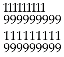 Proportional (upper) and tabular (lower) figures in Palatino Proportional & Tabular figures.tiff