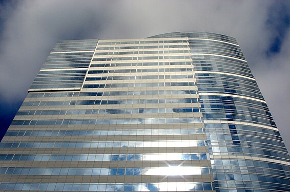 Reflected sky building downtown Portland, OR, USA