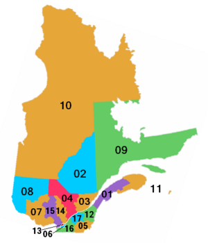 Quebec.png'nin idari bölgeleri