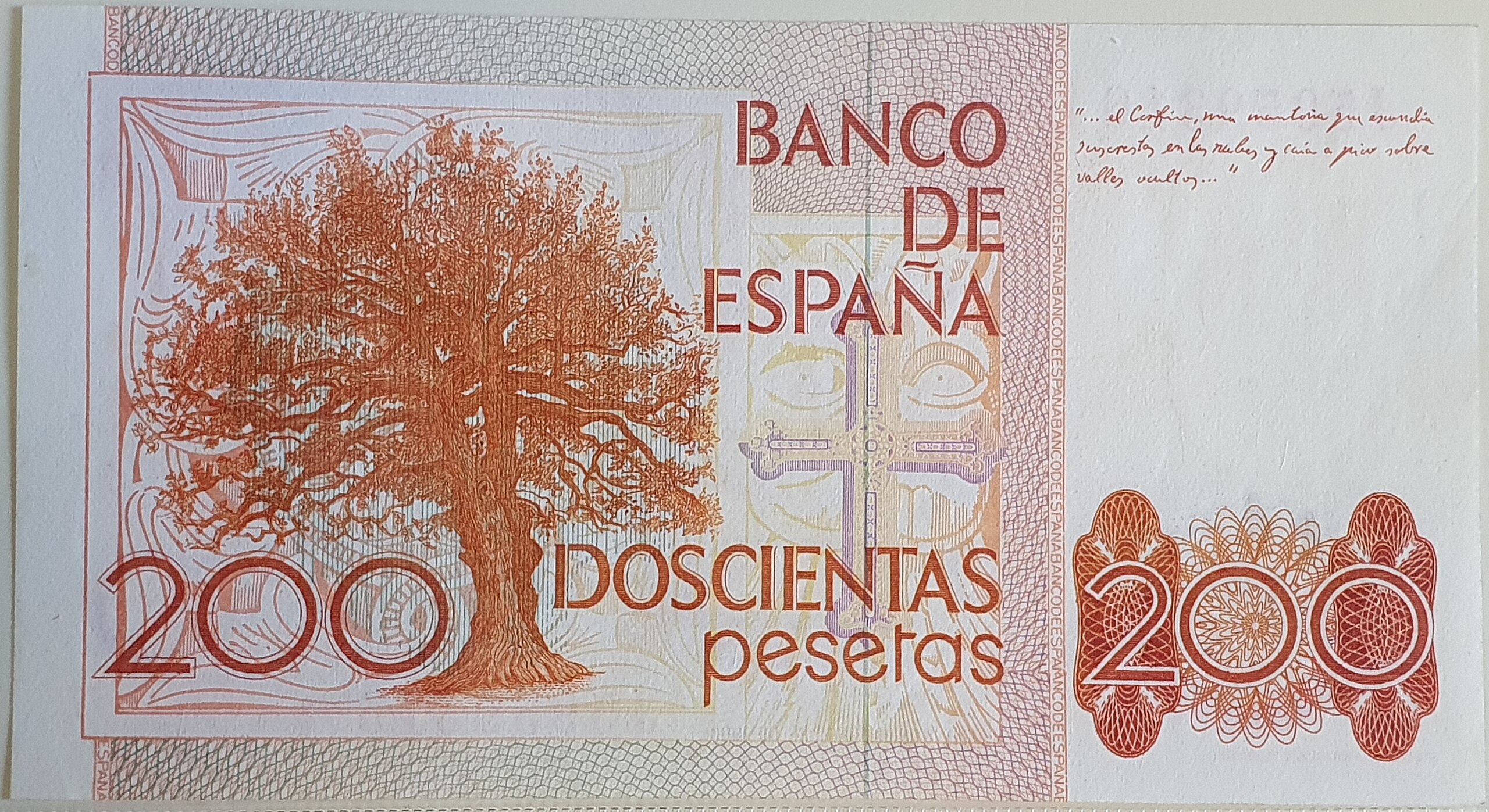 Qué valor tiene un billete de 200 pesetas de 1980