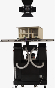 Robotic Heliodon with fixed light source used at Arup and National Laboratory for Housing and Sustainable Communities Robotic Heliodon with fixed light source.png
