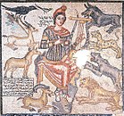 Orpheus zähmend wilde Tiere, römisch mosaic, 194 B.C.