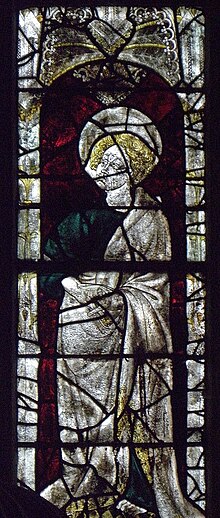 Photo of a stained-glass lancet depicting Saint John