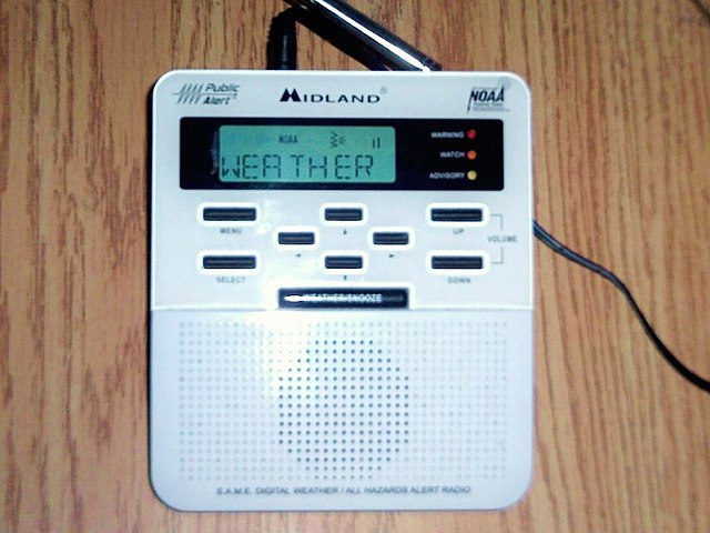 An example of a SAME alert weather radio receiver.