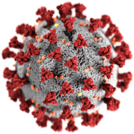 Yhdysvaltain tautiviraston (CDC) laatima mallikuva SARS-CoV-2:sta.