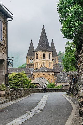 View of Saint Faith Abbey Church of Conques, Aveyron, France