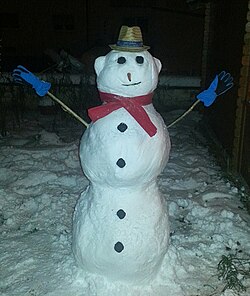 Snowman: Figure sculpted from snow