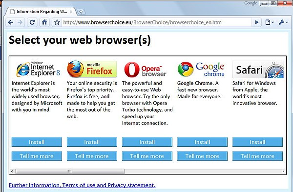 Safari 6 ceased support for Windows users, and it was subsequently removed from Microsoft's browser-choice menu (pictured).