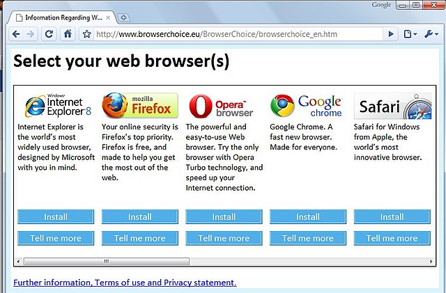 Microsoft's browser-choice menu