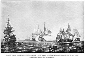 Skeppet Ölands strid med brittiska örlogsfartyg under slaget vid Orford Ness.