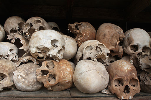 Skulls of the victims of the Khmer Rouge occupation of Cambodia