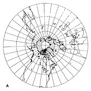 Fig 2. Gnomonic projection centred on the North Pole