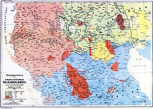 Map of the Southwestern Balkan Peninsula by Gustav Weigand, 1890