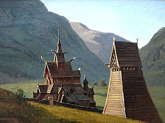 Stavkirken, Borgund, Martinus Rørbye, Ny Carlsberg Glyptotek, København, 1833
