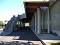 The road under the bleachers attached to the Schaefer Athletic and Recreation Center at Stevens Institute of Technology.