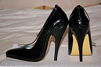 High-heeled shoes with a stiletto heel
