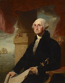 portrait of Washington seated facing left by Gilbert Stuart