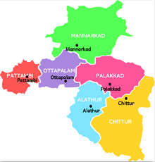 Taluks of Palakkad Subdistricts of Palakkad.png