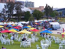 Part of the festival, food and wine stalls at Elder Park on the bank of the River Torrens Tasting australia elder park.jpg