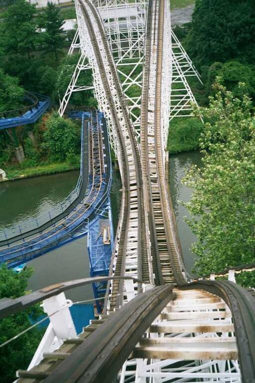 Drop off the Comet at Hersheypark, a double out and back roller coaster.