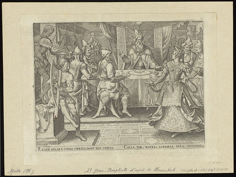 File:The Dance of Salome at Herod's Banquet 1564 print by Maarten van Heemskerck, S.I 55750, Prints Department, Royal Library of Belgium.jpg